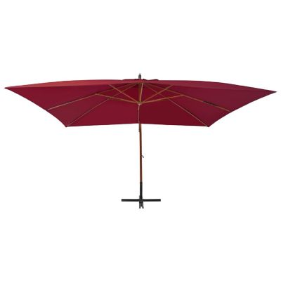 vidaXL Cantilever Umbrella with Wooden Pole 157.5"x118.1" Bordeaux Red Image 2