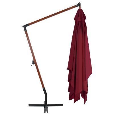vidaXL Cantilever Umbrella with Wooden Pole 157.5"x118.1" Bordeaux Red Image 3