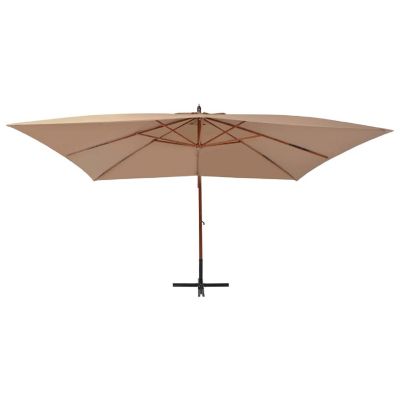 vidaXL Cantilever Umbrella with Wooden Pole 157.5"x118.1" Taupe Image 2