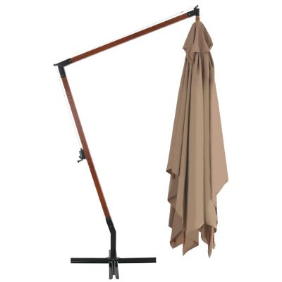 vidaXL Cantilever Umbrella with Wooden Pole 157.5"x118.1" Taupe Image 3