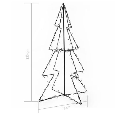 vidaXL Christmas Cone Tree 160 LEDs Indoor and Outdoor 30.7"x47.2" Image 3