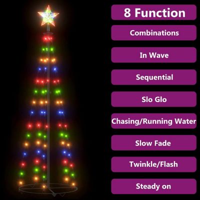 vidaXL Christmas Cone Tree with 84pc Colorful LED Lights Image 3