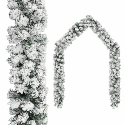 vidaXL Christmas Garland with Flocked Snow Green 32.8' PVC Image 1