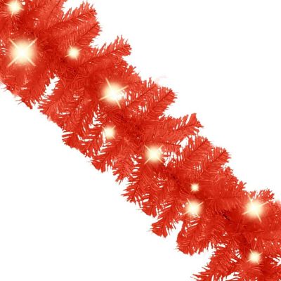 vidaXL Christmas Garland with LED Lights 16 ft Red Image 3