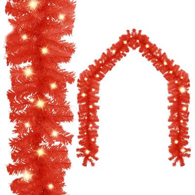 vidaXL Christmas Garland with LED Lights 66 ft Red Image 1