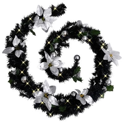 vidaXL Christmas Garland with LED Lights Black 8.9' PVC Image 1