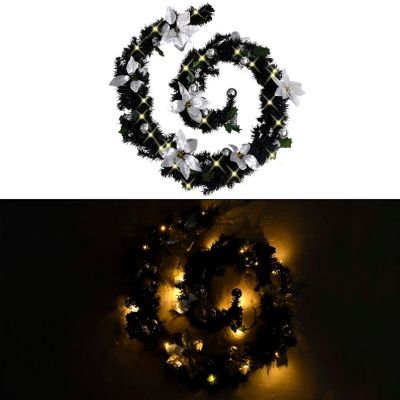vidaXL Christmas Garland with LED Lights Black 8.9' PVC Image 1
