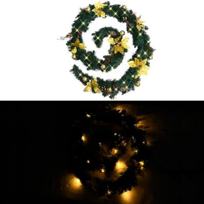 vidaXL Christmas Garland with LED Lights Green 106.3" PVC Image 1