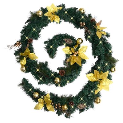 vidaXL Christmas Garland with LED Lights Green 106.3" PVC Image 3