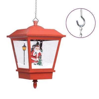 vidaXL Christmas Hanging Lamp with LED Light and Santa Red 10.6"x10.6"x17.7" Image 2