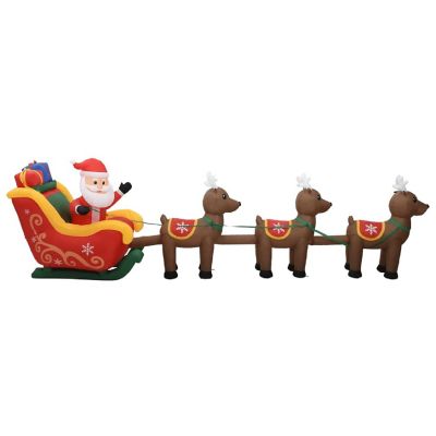 vidaXL Christmas Inflatable Santa and Reindeer Decoration LED 192.9" Image 2