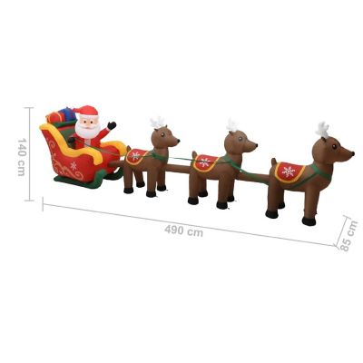 vidaXL Christmas Inflatable Santa and Reindeer Decoration LED 192.9" Image 3
