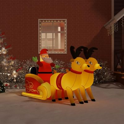 vidaXL Christmas Inflatable Santa and Reindeer Decoration LED 51.2" Image 1