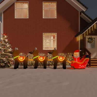 vidaXL Christmas Inflatable Santa and Reindeer Decoration LED 54.3" Image 1