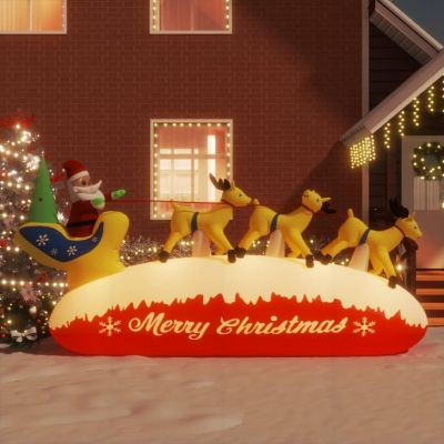 vidaXL Christmas Inflatable Santa and Reindeer Decoration LED 57.1" Image 1