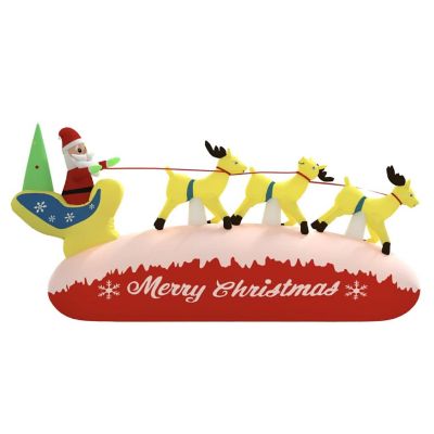 vidaXL Christmas Inflatable Santa and Reindeer Decoration LED 57.1" Image 3