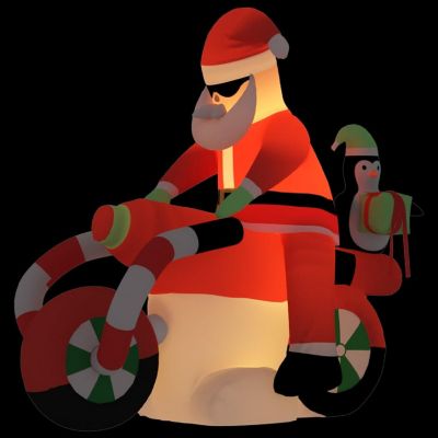 vidaXL Christmas Inflatable Santa on Motorcycle LED 62.2" Image 1
