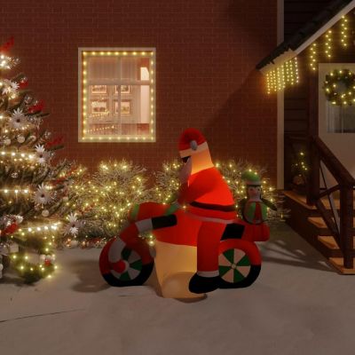 vidaXL Christmas Inflatable Santa on Motorcycle LED 62.2" Image 1