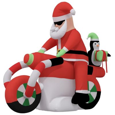 vidaXL Christmas Inflatable Santa on Motorcycle LED 62.2" Image 3