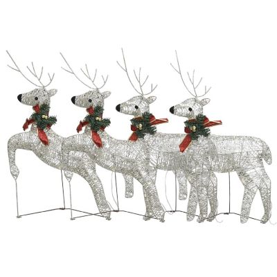 vidaXL Christmas Reindeers 4 pcs Gold 80 LEDs Image 1