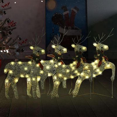 vidaXL Christmas Reindeers 4 pcs Gold 80 LEDs Image 1