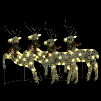 vidaXL Christmas Reindeers 4 pcs Gold 80 LEDs Image 2