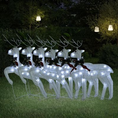 vidaXL Christmas Reindeers 6 pcs White 120 LEDs Image 1