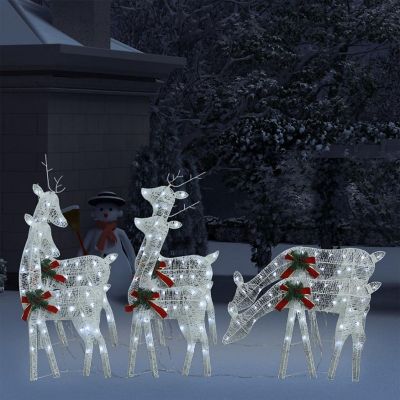 vidaXL Christmas Reindeers 6 pcs White Cold White Mesh Image 1