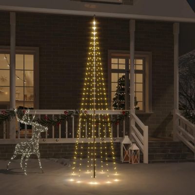 vidaXL Christmas Tree on Flagpole Warm White 310 LEDs 10 ft Image 1