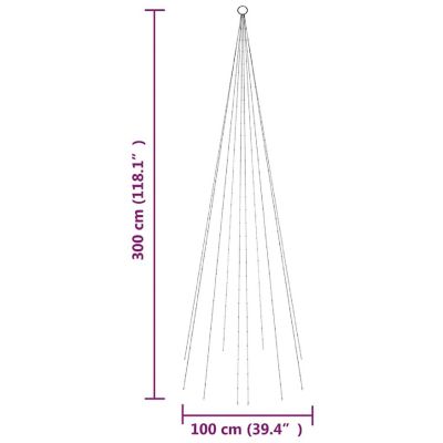 vidaXL Christmas Tree on Flagpole Warm White 310 LEDs 10 ft Image 3