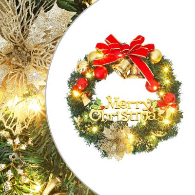 vidaXL Christmas Wreath with 20 LEDs Green 17.7" Image 1