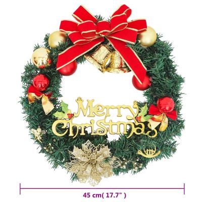 vidaXL Christmas Wreath with 20 LEDs Green 17.7" Image 3