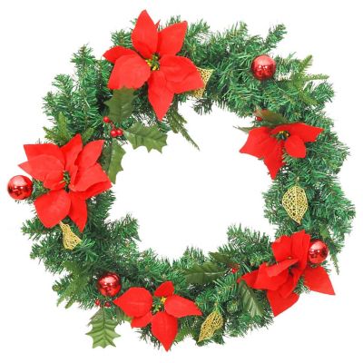 vidaXL Christmas Wreath with LED Lights Green 23.6" PVC Christmas wreath Image 2