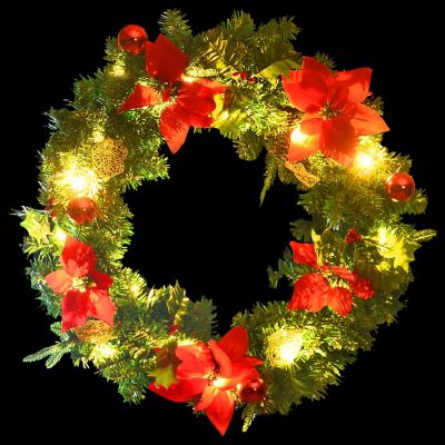 vidaXL Christmas Wreath with LED Lights Green 23.6" PVC Christmas wreath Image 3