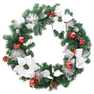 vidaXL Christmas Wreath with LED Lights Green 23.6" PVC Image 2