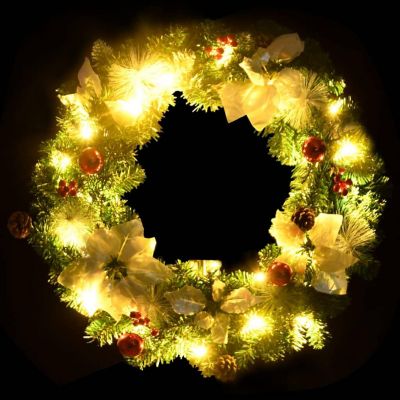 vidaXL Christmas Wreath with LED Lights Green 23.6" PVC Image 3