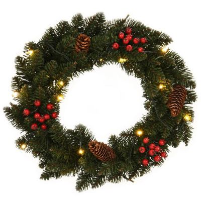vidaXL Christmas Wreaths 2 pcs with Decoration Green 17.7" Image 1