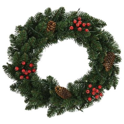 vidaXL Christmas Wreaths 2 pcs with Decoration Green 17.7" Image 2