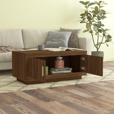 vidaXL Coffee Table Brown Oak 40.2"x19.7"x17.7" Engineered Wood Image 3