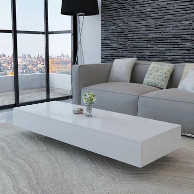 vidaXL Coffee Table High Gloss White Accent Tea Side Living Room Image 1