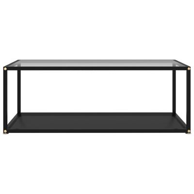 vidaXL Coffee Table Transparent and Black 39.4"x19.7"x13.8" Tempered Glass Image 2
