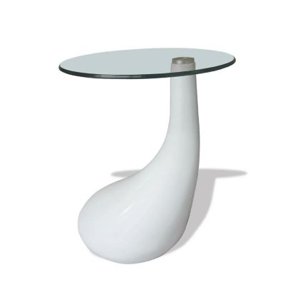 vidaXL Coffee Table with Round Glass Top High Gloss White Image 1