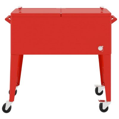 vidaXL Cooler Cart with Wheels Red 36.2"x16.9"x35" Image 3