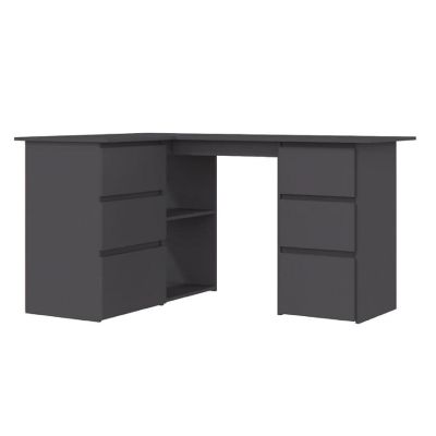 vidaXL Corner Desk Gray 57.1"x39.4"x29.9" Engineered Wood Image 1