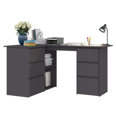 vidaXL Corner Desk Gray 57.1"x39.4"x29.9" Engineered Wood Image 3