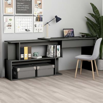 vidaXL Corner Desk Gray 78.7"x19.7"x29.9" Engineered Wood Image 1