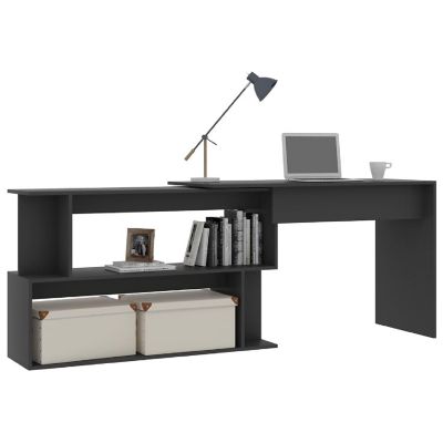 vidaXL Corner Desk Gray 78.7"x19.7"x29.9" Engineered Wood Image 3