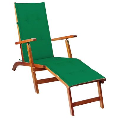 vidaXL Deck Chair Cushion Green (29.5"+41.3")x19.7"x1.2" Image 2