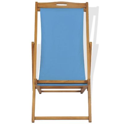 vidaXL Deck Chair Teak 22.1"x41.3"x37.8" Blue Image 3