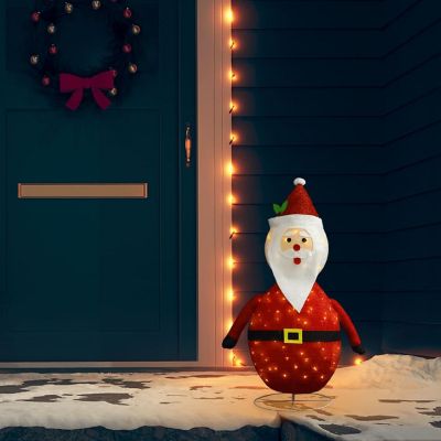 vidaXL Decorative Christmas Santa Claus Figure LED Luxury Fabric 3 ft Image 1
